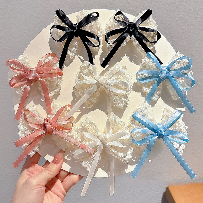 Travel Accessories Designer - 2Pcs 우아한 레이스 보우 머리핀 여성