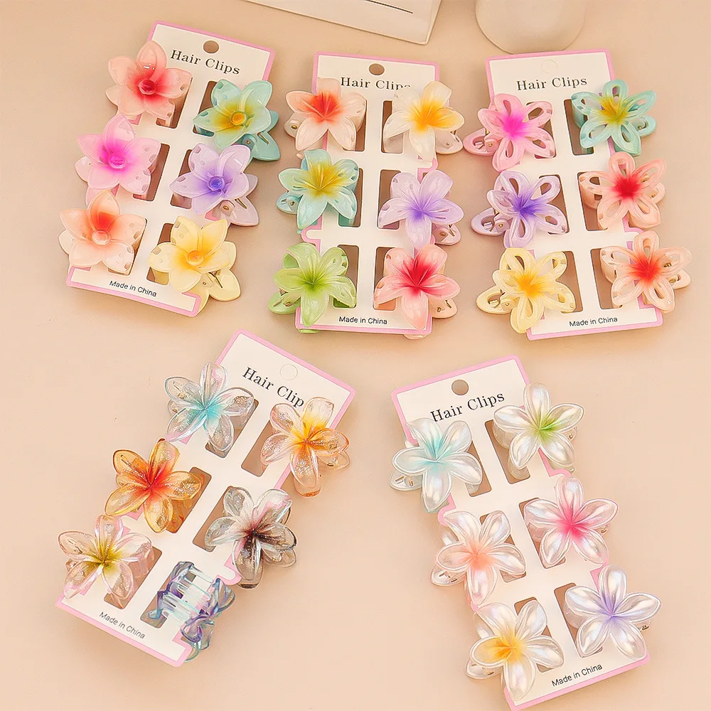 Travel Accessories Aesthetic - 6Pcs 패션 다채로운 투명 꽃 작은