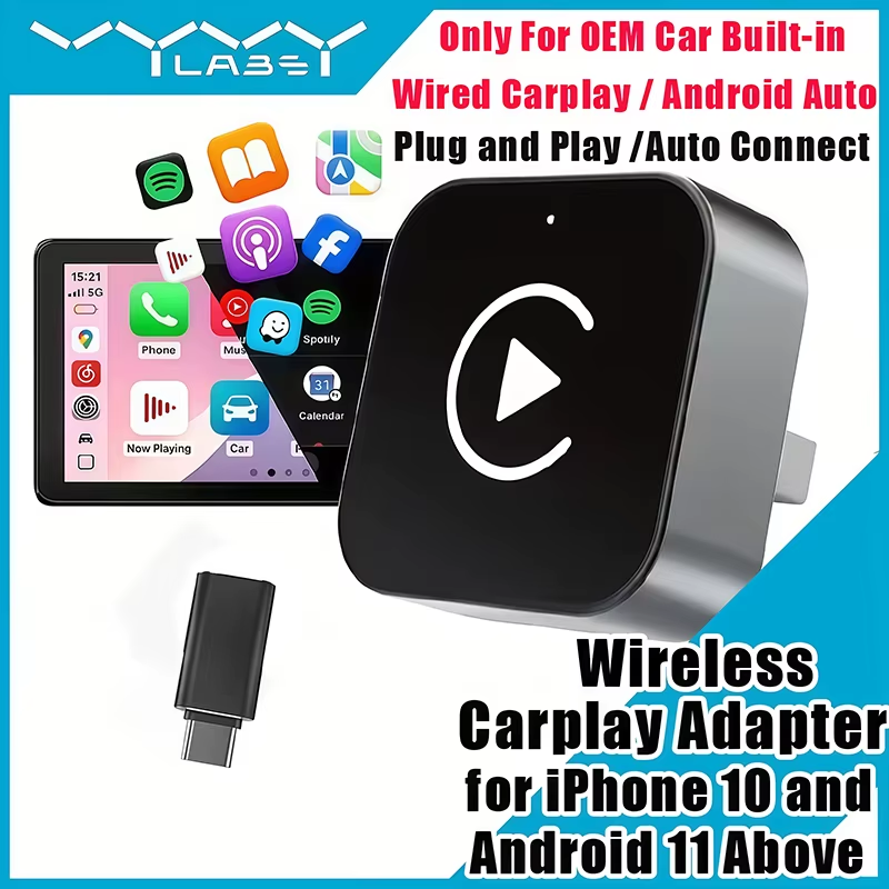 Travel Plug Type C - 2-in-1 무선 CarPlay 어댑터 플러그 앤