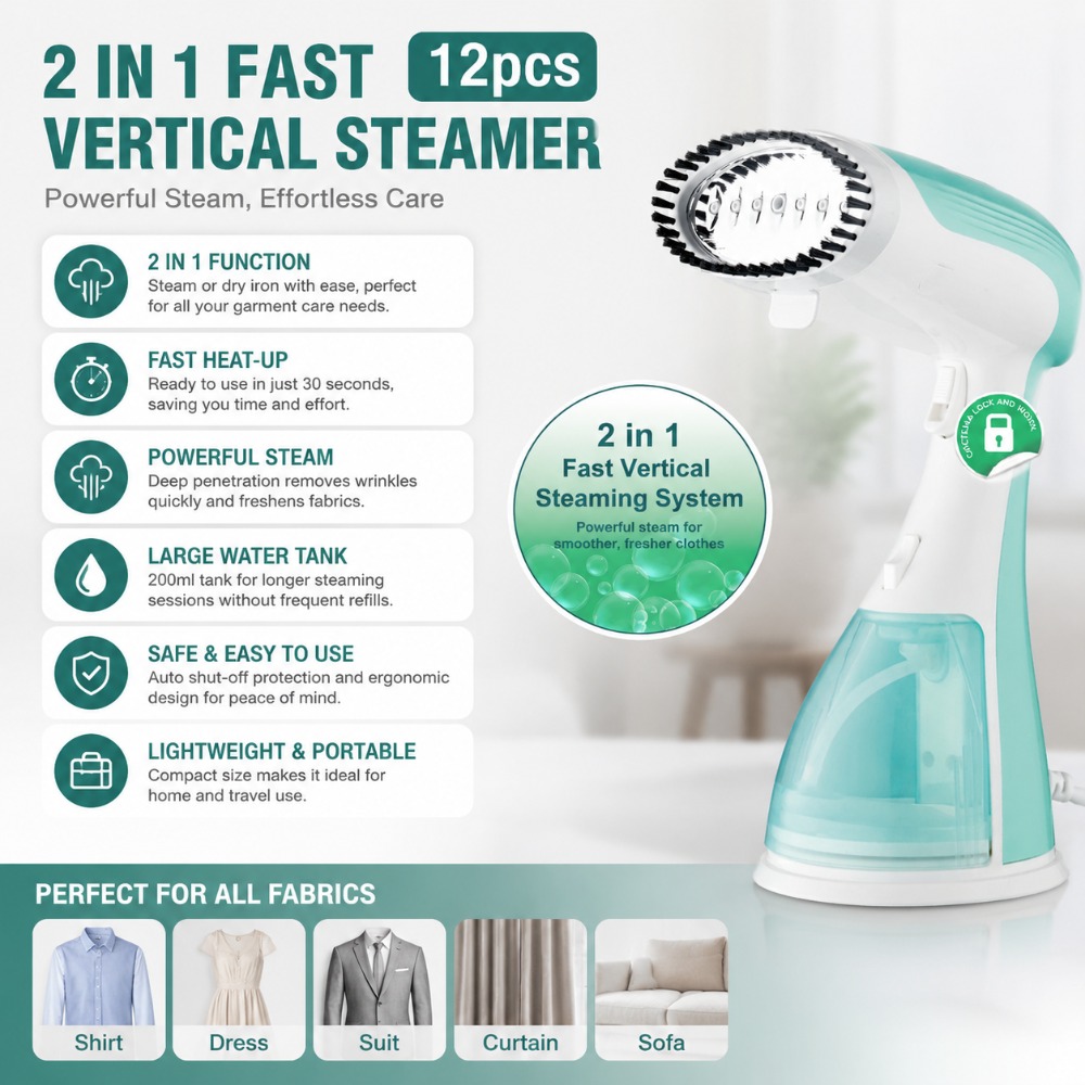 Portable Steamer Clothes - 1500W 휴대용 의류 스티머, 가정, 사무실,