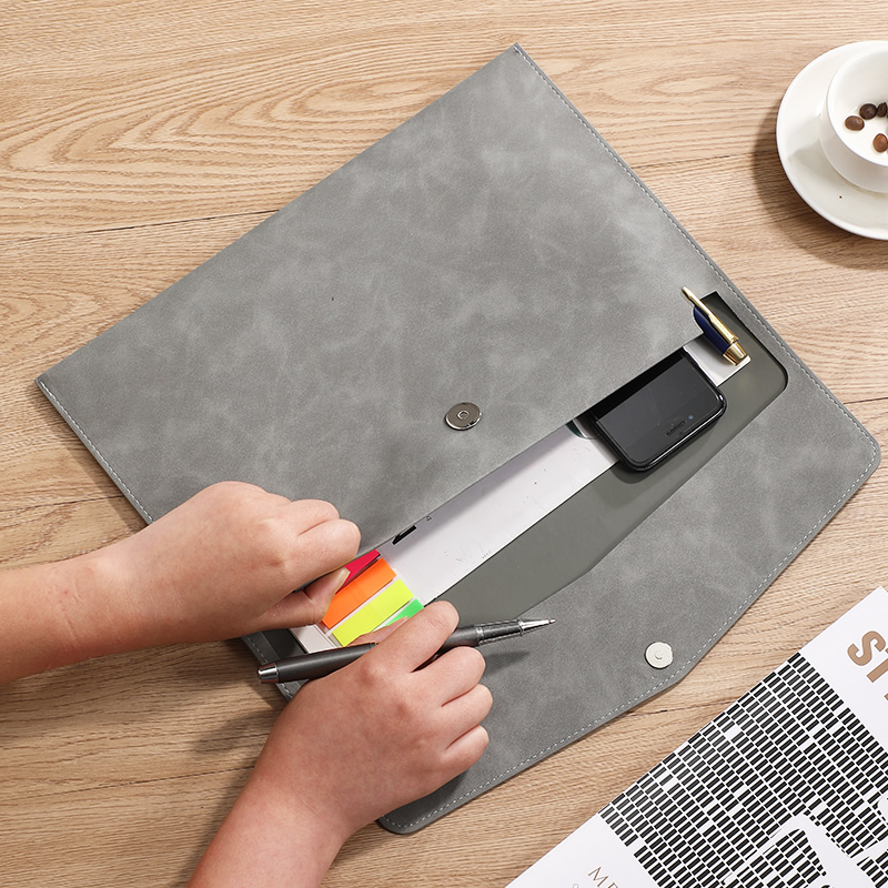 Document Organizer Folder - A4 PU 가죽 서류 가방 (펜