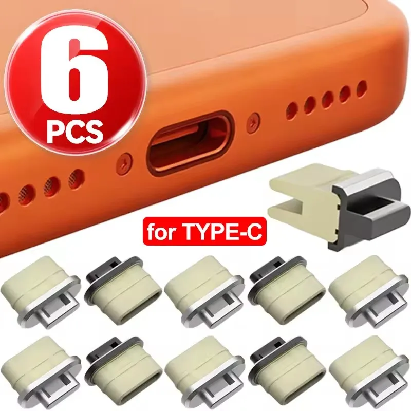 Travel Plug Type C - 6-1PCS 방진 플러그 투명 충전 포트