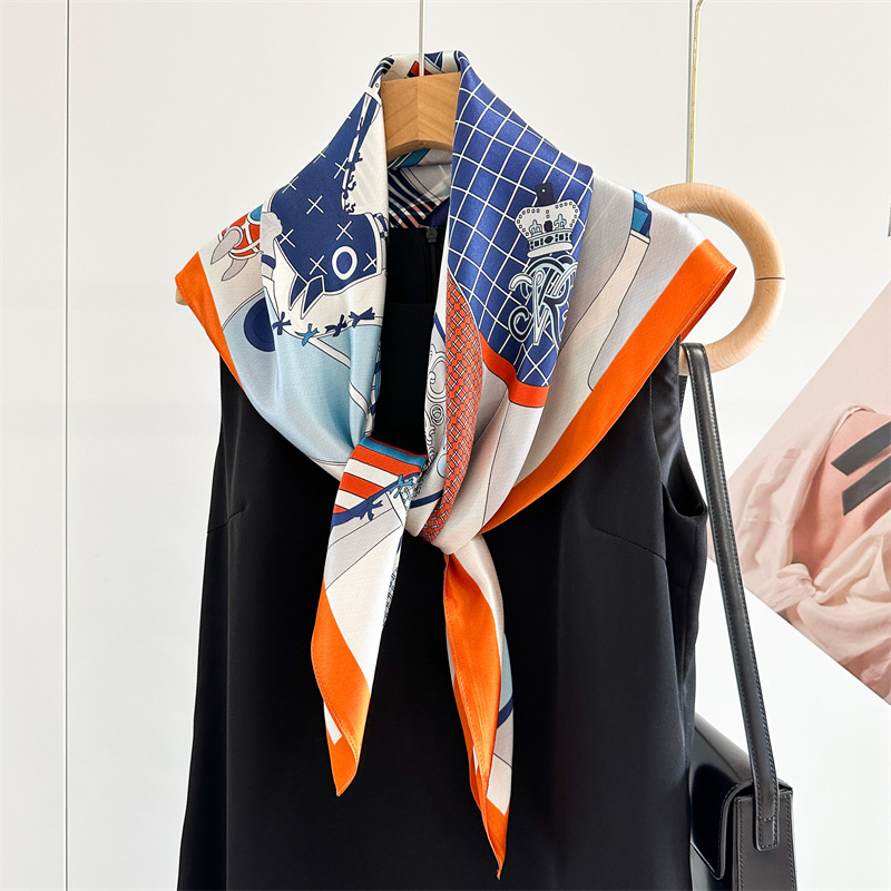 부드러운 실크 스카프 여성 스퀘어 반다나 90 숄 가방 - Travel Accessories Gifts For Women 리뷰 및 가격