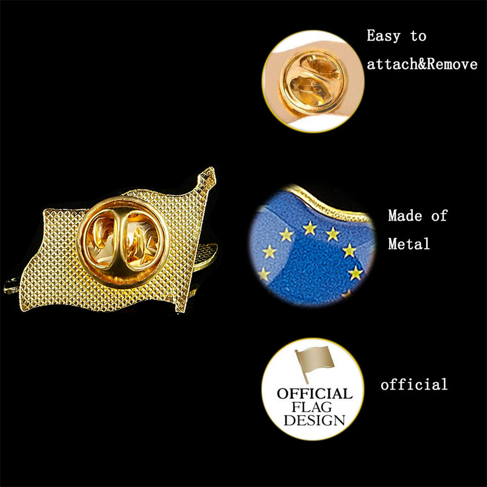 유럽 연합 애국주의 배지, 금도금 흔들며 깃발 라펠 핀 - Travel Accessories Europe 리뷰 및 가격