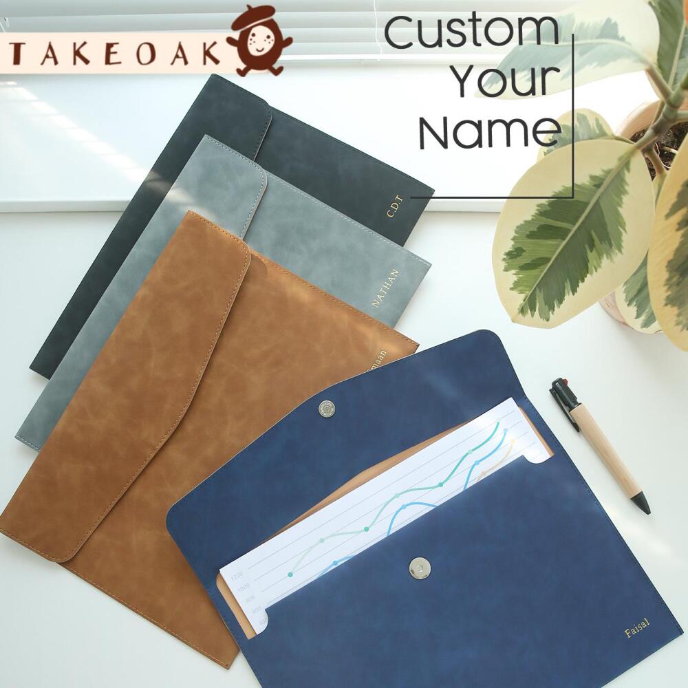 맞춤형 금박 이름 인쇄 빈티지 PU 가죽 A4 서류 폴 - Travel Accessories Hong Kong 리뷰 및 가격