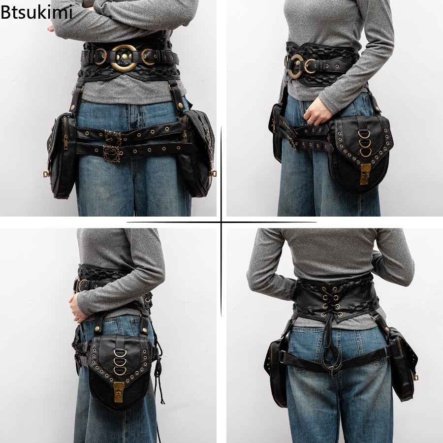 레트로 스팀펑크 유틸리티 허리 가방 여성용 페스티벌 포 - Travel Accessories Hip Belt 리뷰 및 가격
