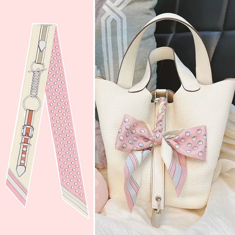 여성 여름 핑크 폴카 도트 스카프 가방 리본 장식 핸들 - Travel Accessories For Women 리뷰 및 가격