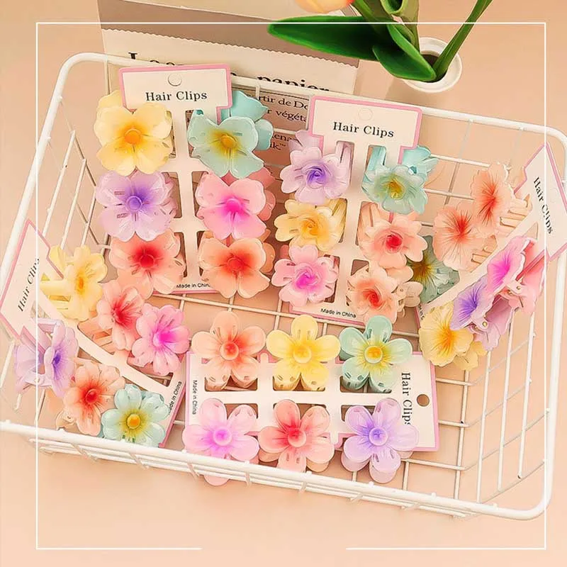 6Pcs 패션 다채로운 투명 꽃 작은 머리 클로 클립  - Travel Accessories Aesthetic 리뷰 및 가격