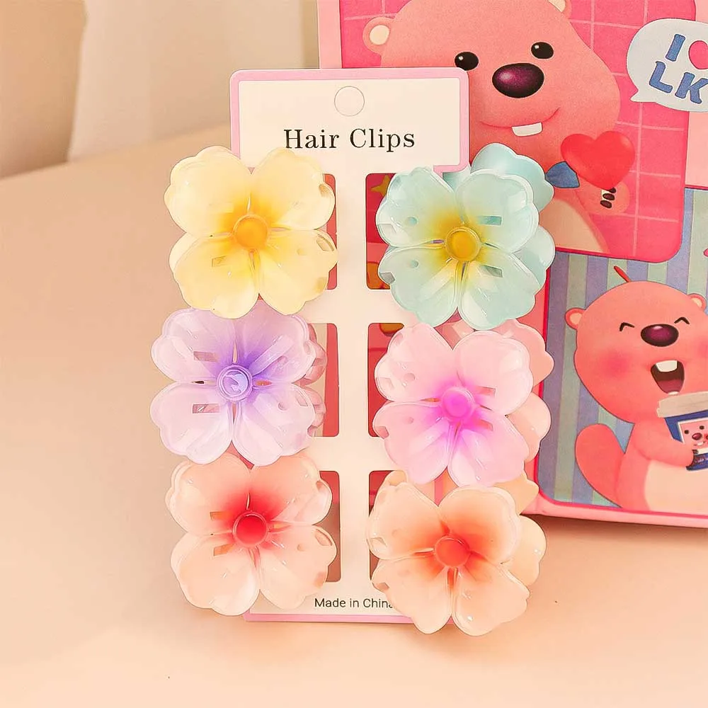 6Pcs 패션 다채로운 투명 꽃 작은 머리 클로 클립  - Travel Accessories Aesthetic 리뷰 및 가격