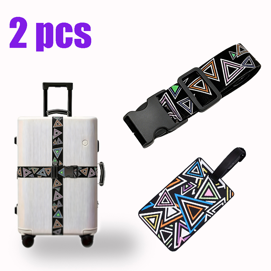 검은 배경에 화려한 삼각형 무늬가 있는 2피스 러기지  - Travel Accessories Designer 리뷰 및 가격