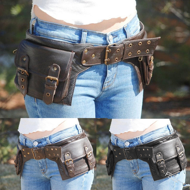 중세 스팀펑크 가죽 유틸리티 힙 벨트 페스티벌 포켓 바 - Travel Accessories Hip Belt 리뷰 및 가격