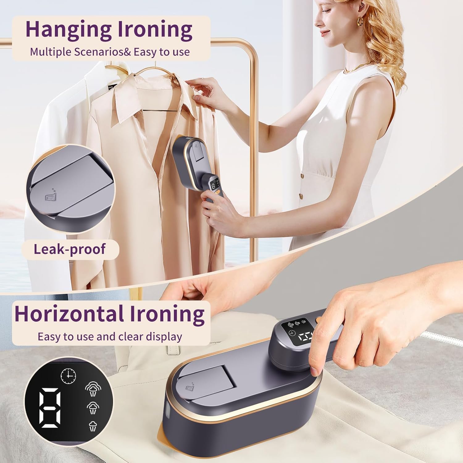 휴대용 의류 스팀 다리미 180 °   회전 가능한 손 - Portable Steamer Clothes 리뷰 및 가격