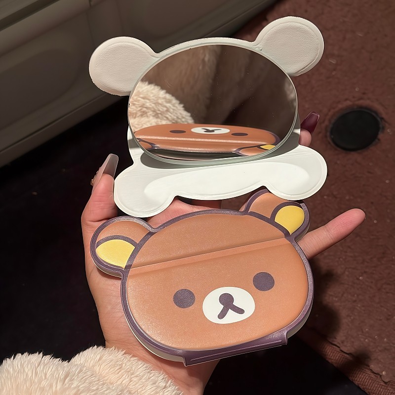 릴라쿠마 접이식 화장 거울 귀여운 심플 휴대용 손거울  - Travel Accessories Gadget 리뷰 및 가격