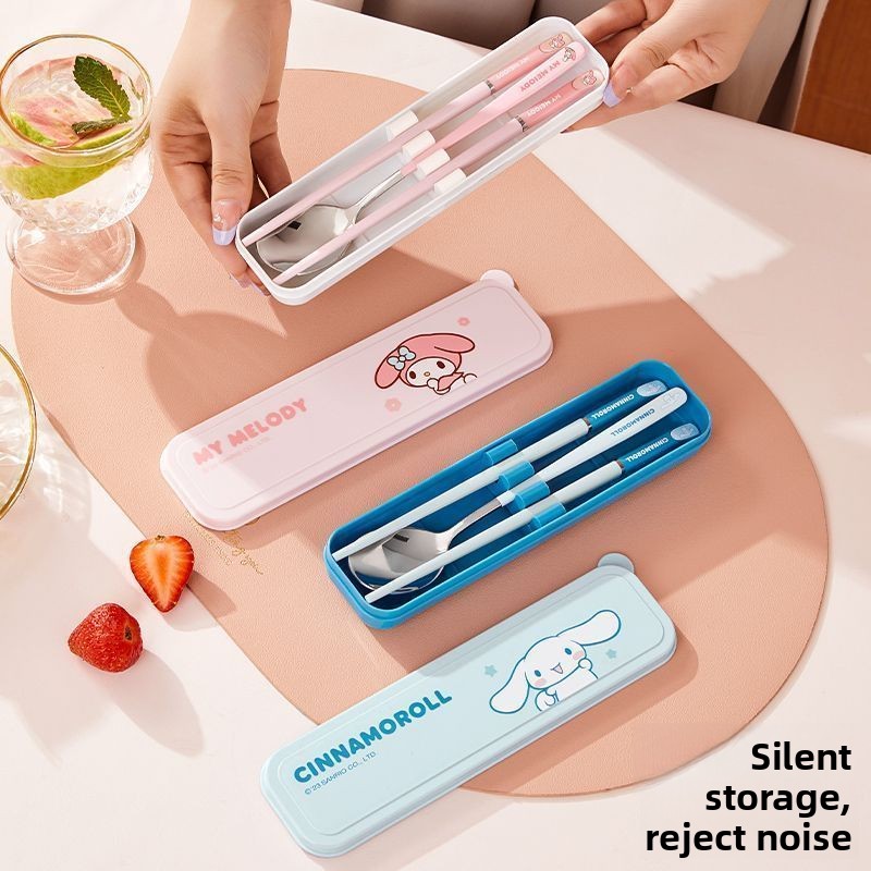 귀여운 만화 카와이 해골 모양 휴대용 수저 세트 스테인 - Travel Accessories Gifts For Women 리뷰 및 가격