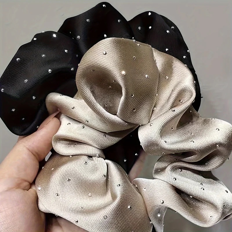 1/3개입 라인스톤 장식 새틴 스크런치 - 포니테일 및 - Travel Accessories Aesthetic 리뷰 및 가격