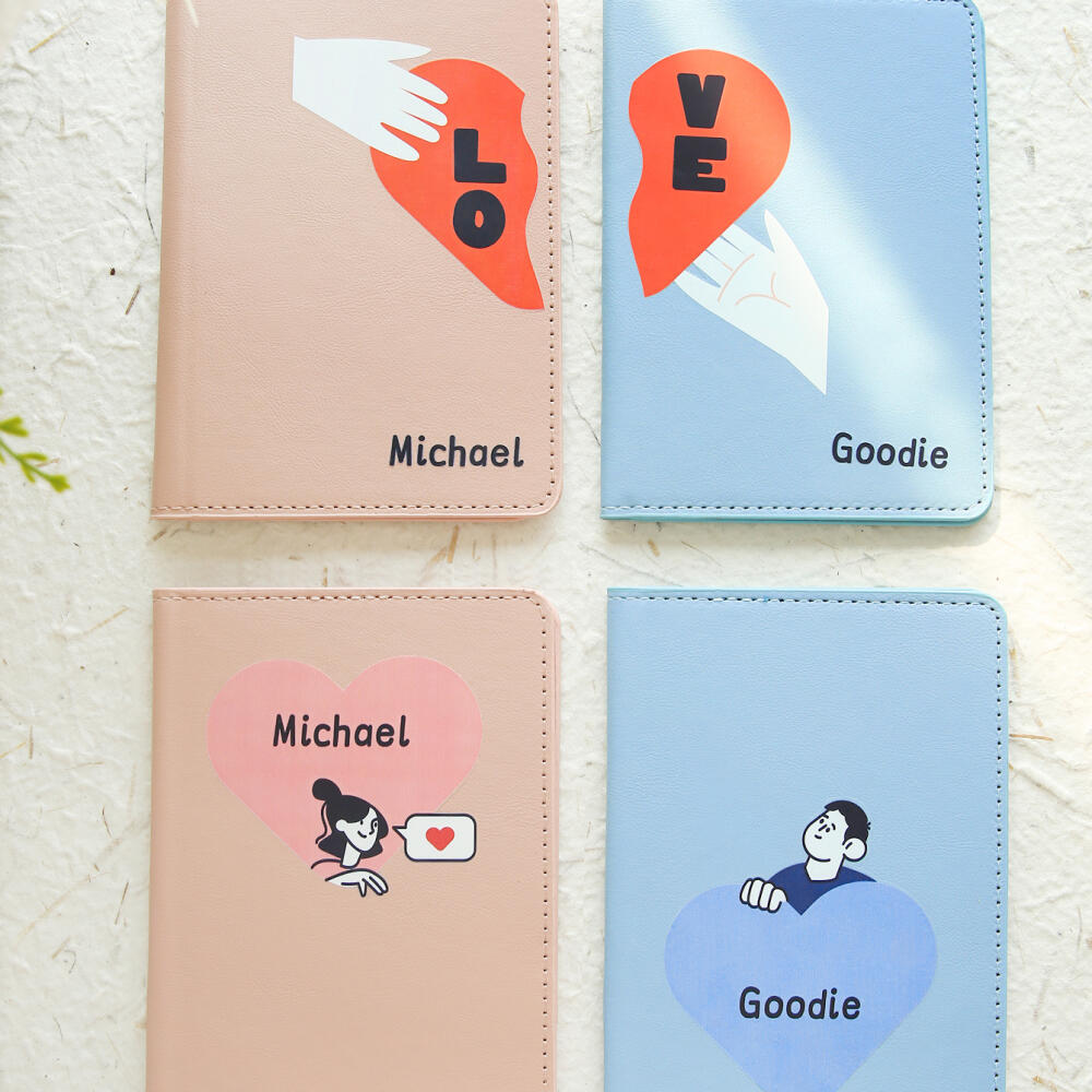 2PCS 사용자 정의 이름 커플 하트 패턴 Pu 여권  - Travel Accessories Hong Kong 리뷰 및 가격
